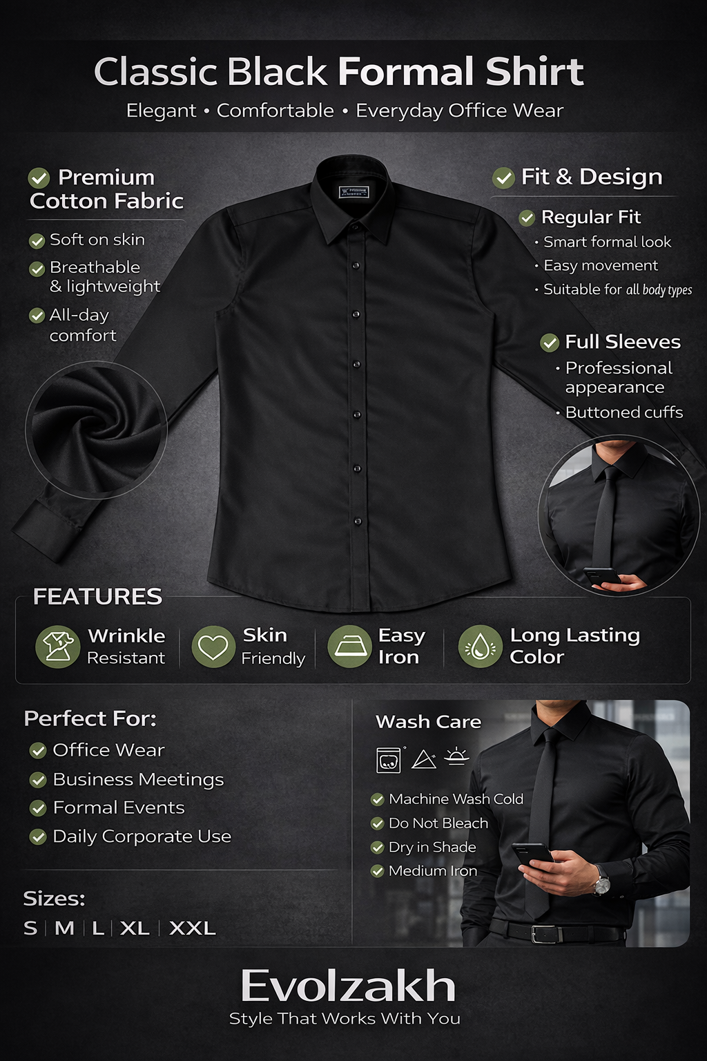 Men Black Formal Shirt