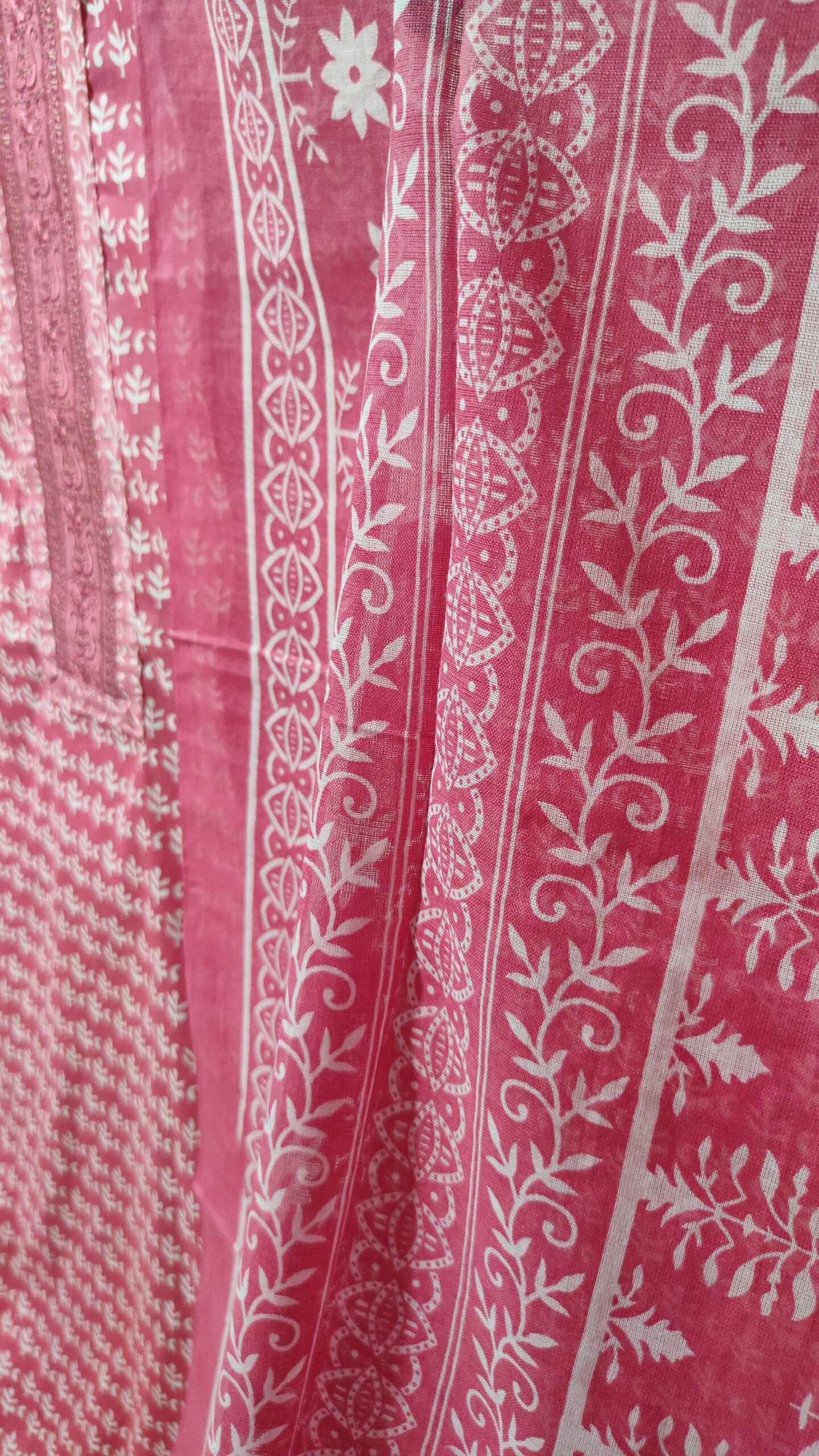 Pure Cotton Red Leaf Printed Unstitched Suit for Women - Image 4