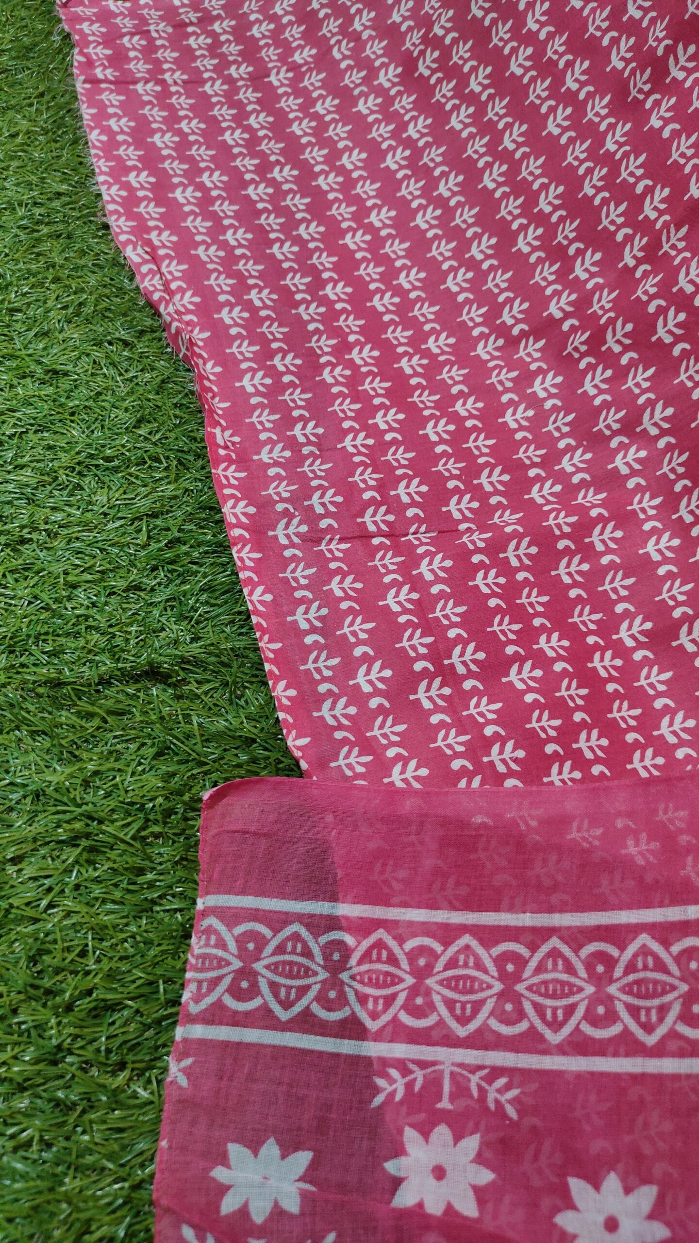 Pure Cotton Red Leaf Printed Unstitched Suit for Women - Image 6