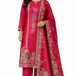Classic Red Heavy Embroidered Unstitched Suit for Women